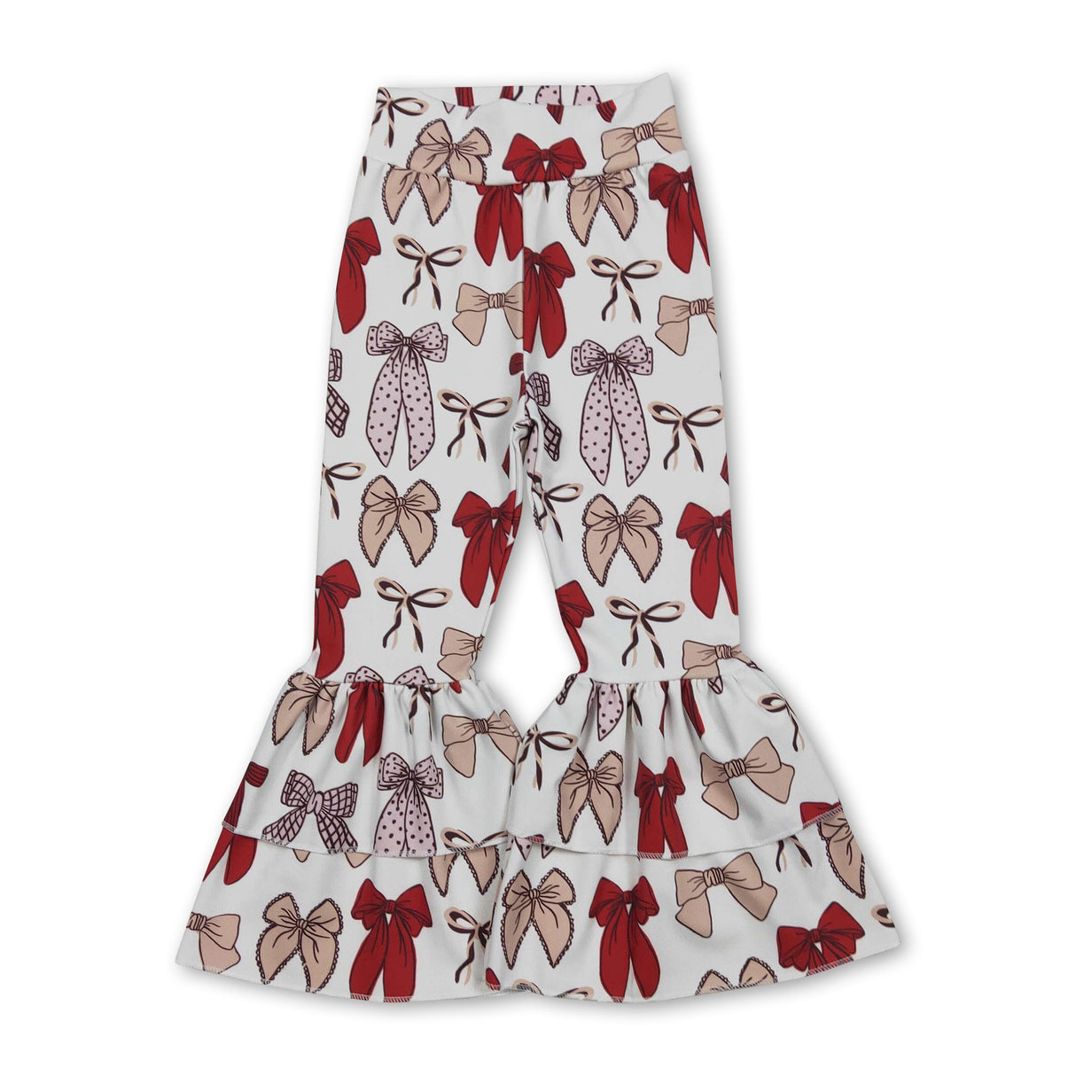 pink red bows kids girls bell bottom yoga pants