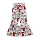 pink red bows kids girls bell bottom yoga pants
