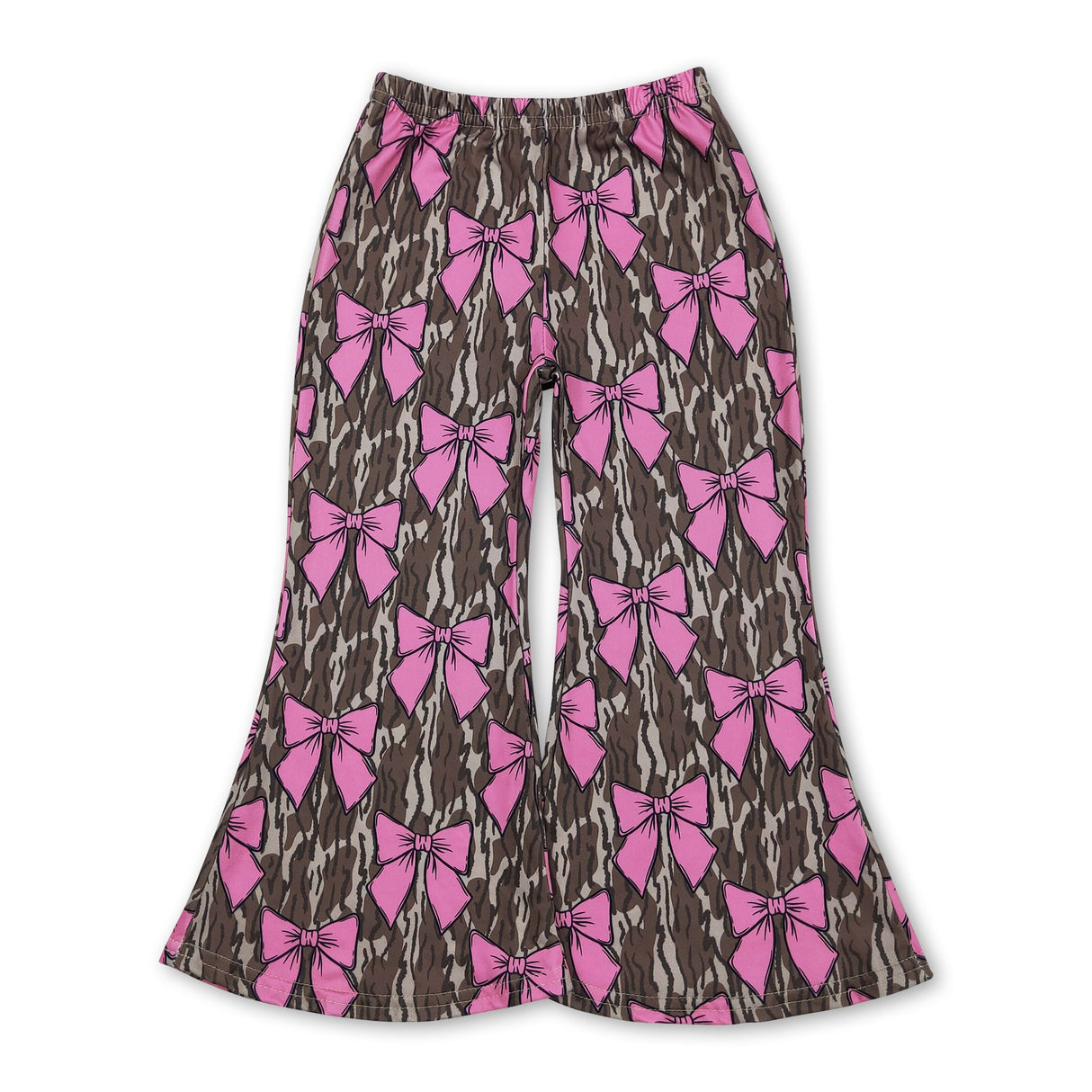pink bows baby kids elastic waist camo pants