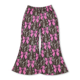 pink bows baby kids elastic waist camo pants