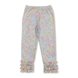 Pink yellow floral kids girls icing ruffle pants
