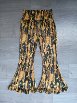 High waist camo scallop kids girls flare pants