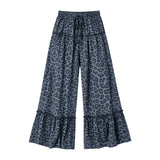 Black leopard patchwork adult women pants