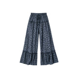 Black leopard patchwork kids girls fall pants