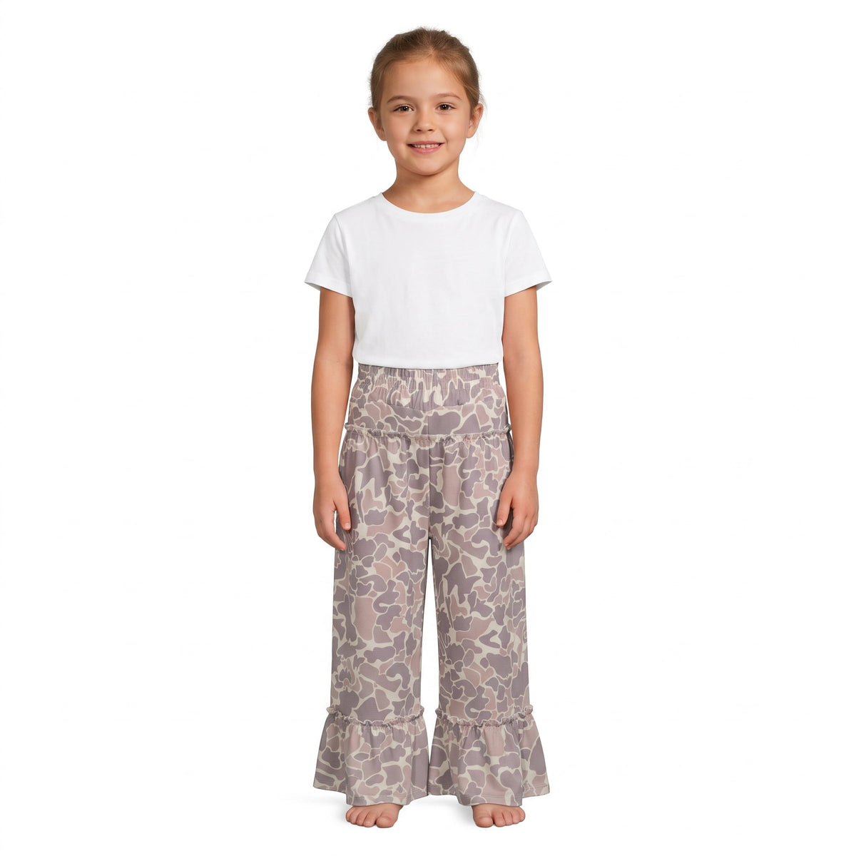 Khaki camo patchwork kids girls fall pants