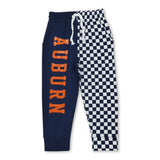 Navy plaid patchwork kids boys team pants