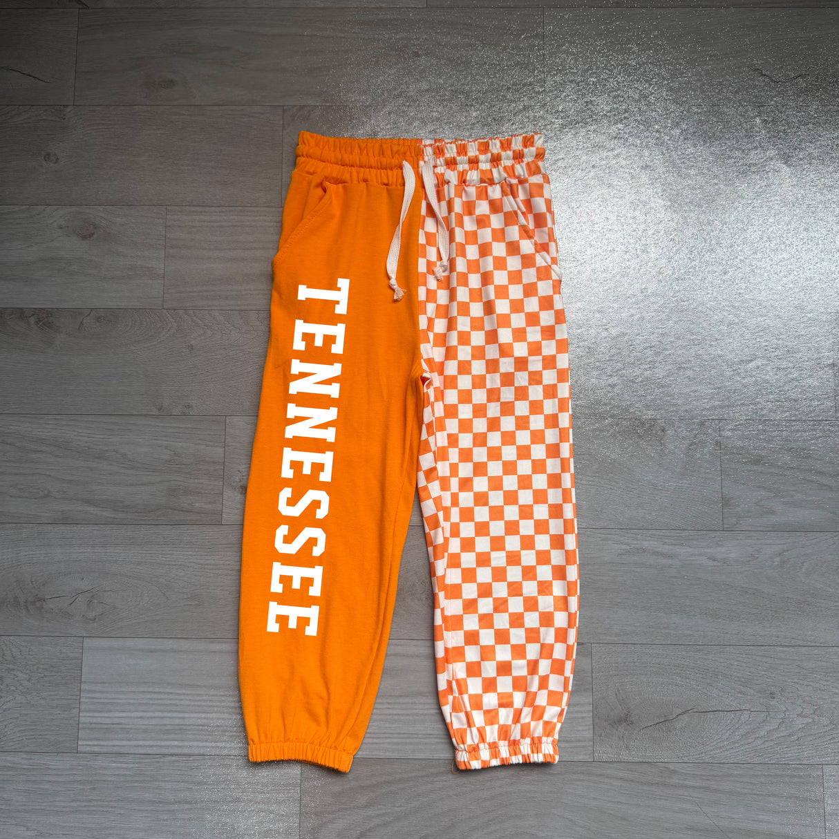 Orange T plaid patchwork kids boys team pants
