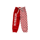 Red G plaid patchwork kids boys team pants