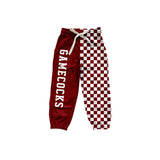 Maroon plaid patchwork kids boys team pants