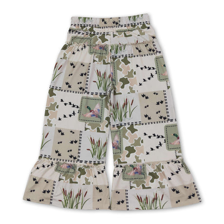 Duck camo patchwork kids girls ruffle pants