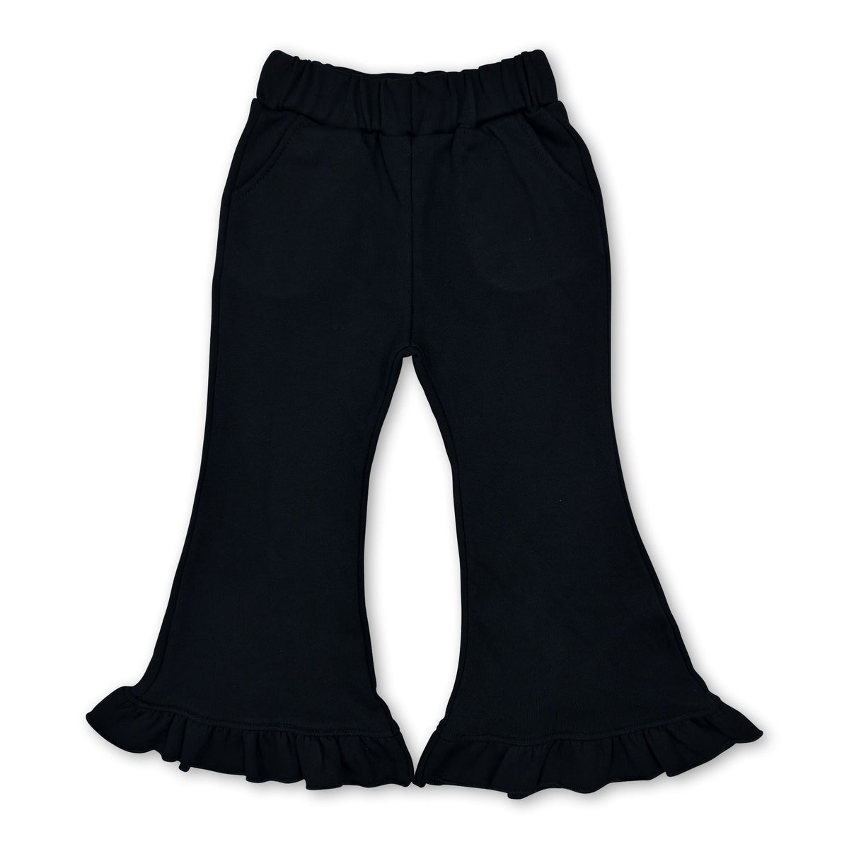 Black sweatpants kids girls ruffle flare pants
