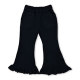 Black sweatpants kids girls ruffle flare pants
