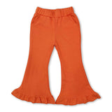 Orange sweatpants kids girls ruffle flare pants