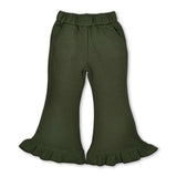Olive sweatpants kids girls ruffle flare pants