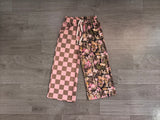 Pink plaid camo kids girls fall pants