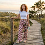 Pink plaid camo adult women fall pants