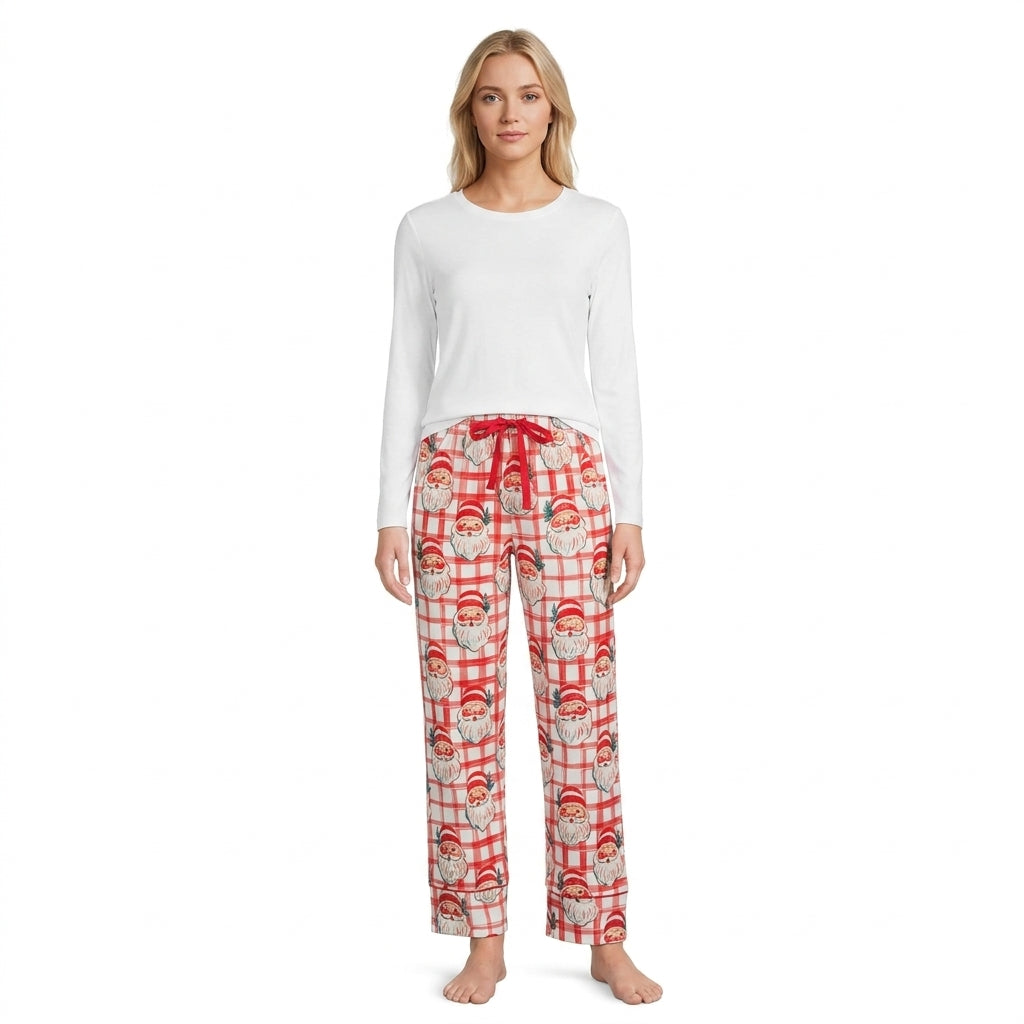 Plaid santa adult women Christmas pajamas pants