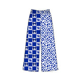 U K blue bow plaid leopard adult women team pants