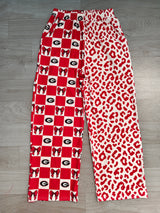 G red bow plaid leopard adult women team pants