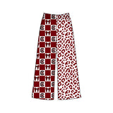 C maroon bow plaid leopard adult women team pants
