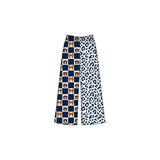 A U navy bow plaid leopard kids girls team pants