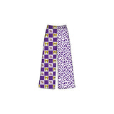 Tiger bow purple plaid leopard kids girls team pants
