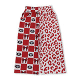 G red bow purple plaid leopard kids girls team pants