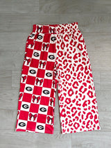 G red bow purple plaid leopard kids girls team pants