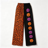 Leopard pumpkin adult women Halloween pants