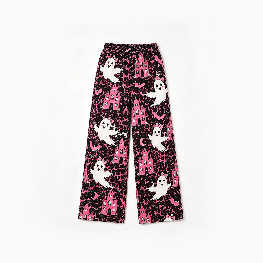 Pink leopard bat ghost kids girls Halloween pants