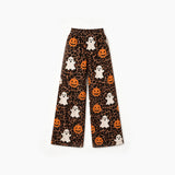 Leopard ghost pumpkin kids girls Halloween pants