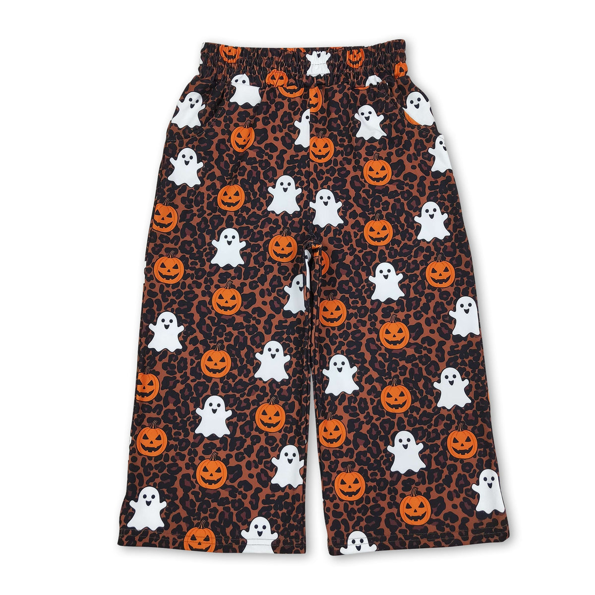 Leopard ghost pumpkin kids girls Halloween pants