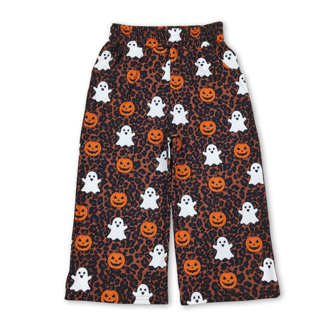 Leopard ghost pumpkin kids girls Halloween pants