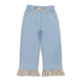 Light blue cotton stripe ruffle kids girls pants