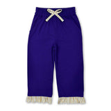 Stripe ruffle purple cotton pockets girls pants