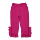 Hot pink ruffle cotton kids girls pants
