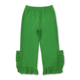 Green ruffle cotton kids girls pants