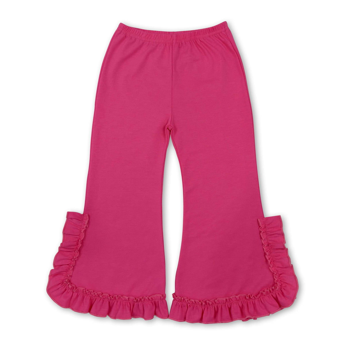 Hot pink ruffle cotton kids girls pants