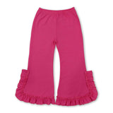 Hot pink ruffle cotton kids girls pants
