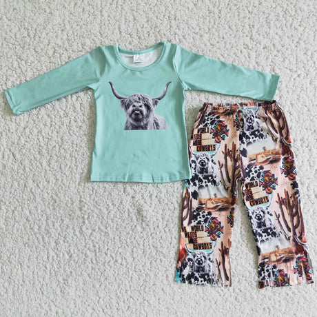 Cow print tassels pants baby girls clothing