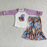 Lavender long sleeve shirt pants girls clothing set