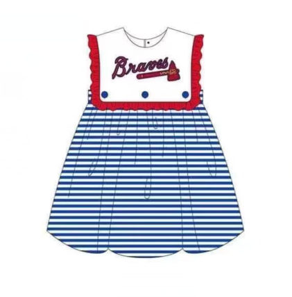 Deadline May 21 Blue stripe baby girls team dresses