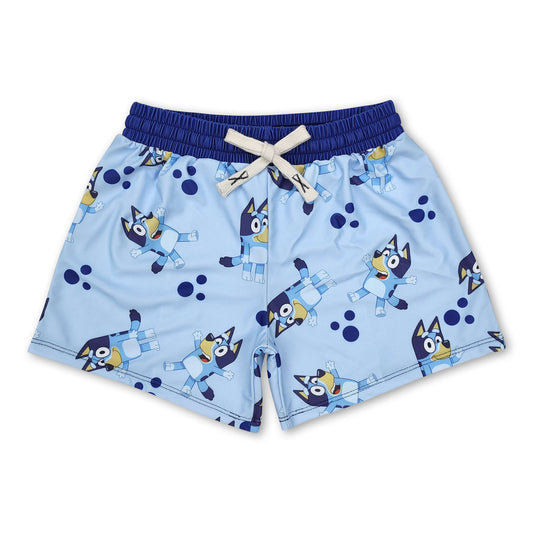 Blue dogs cute kids boy summer swim trunks