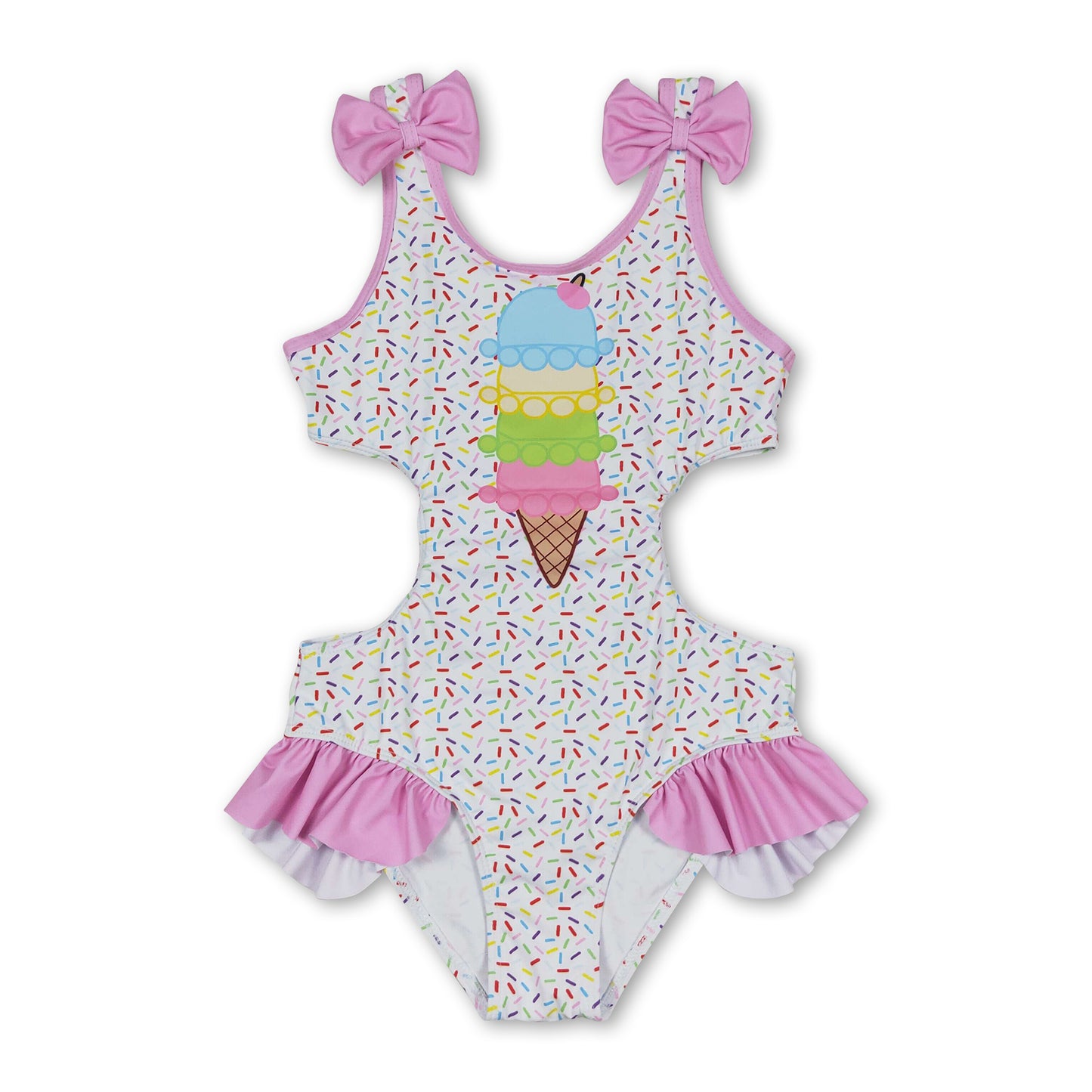 Pink sprinkle ice cream baby girls summer swimsuit