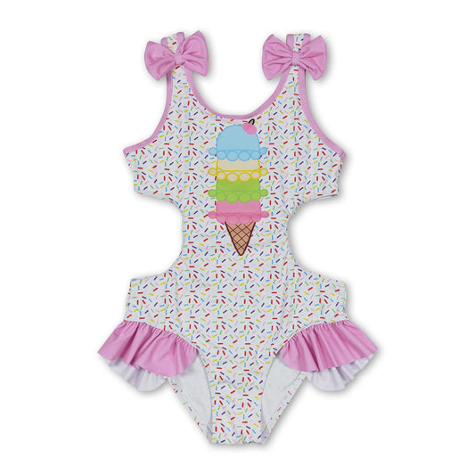 Pink sprinkle ice cream baby girls summer swimsuit