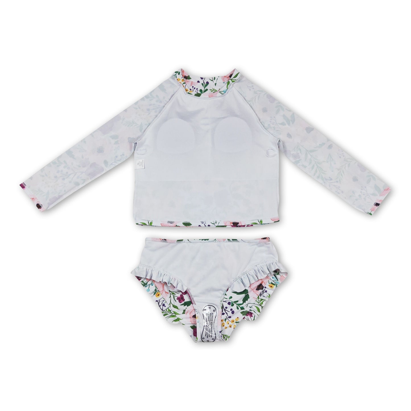 Long sleeves floral girls 2 pcs swimsuit