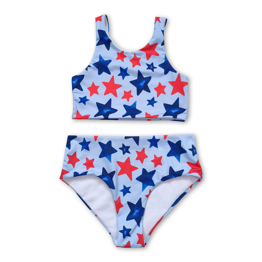 Sleeveless stars girls 4th of july swimsuit set