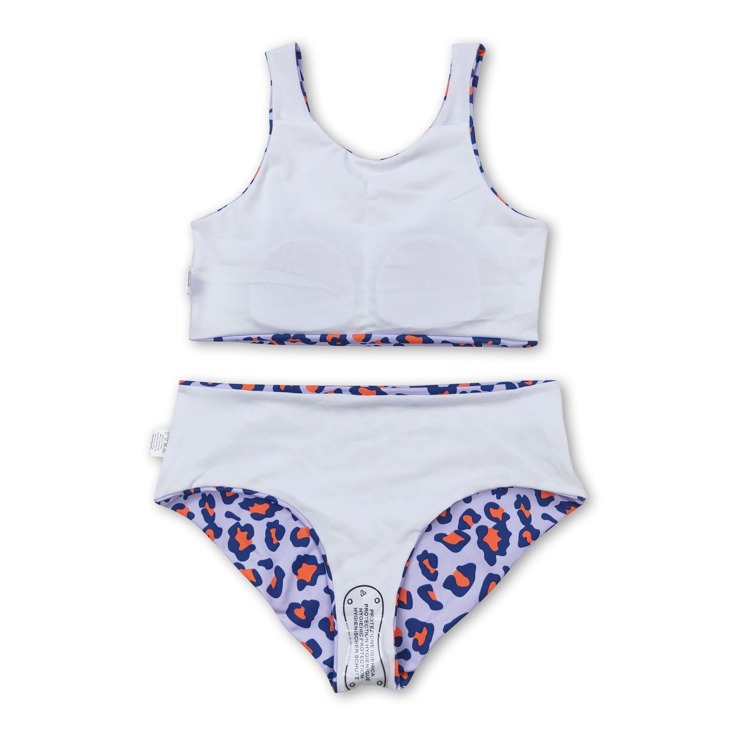 Sleeveless red blue leopard girls 4th of july swimsuit