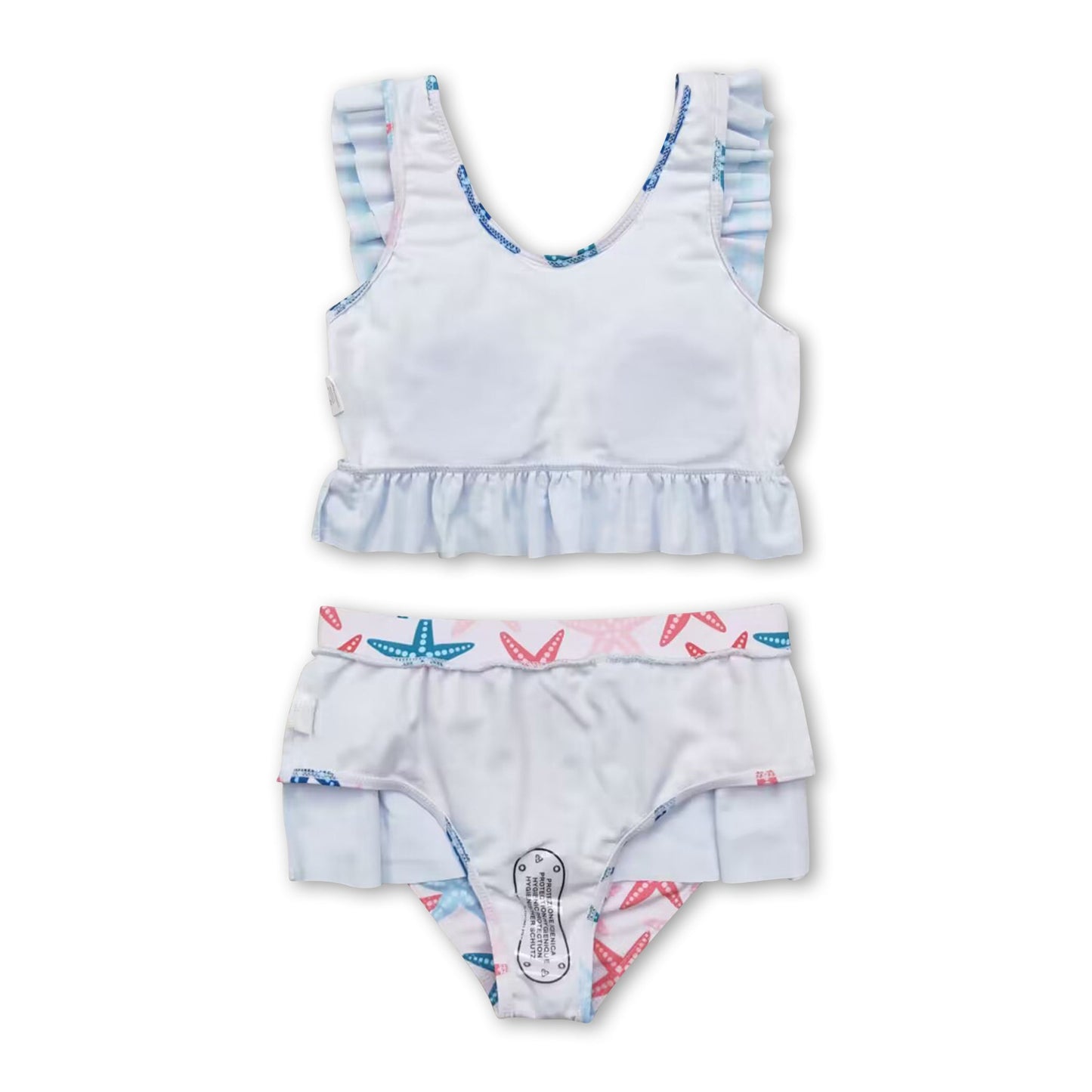 Plaid starfish ruffle baby girls summer swimsuits