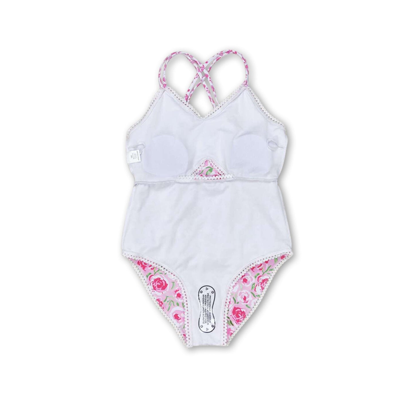 Pink floral girls one pc summer swimsuit